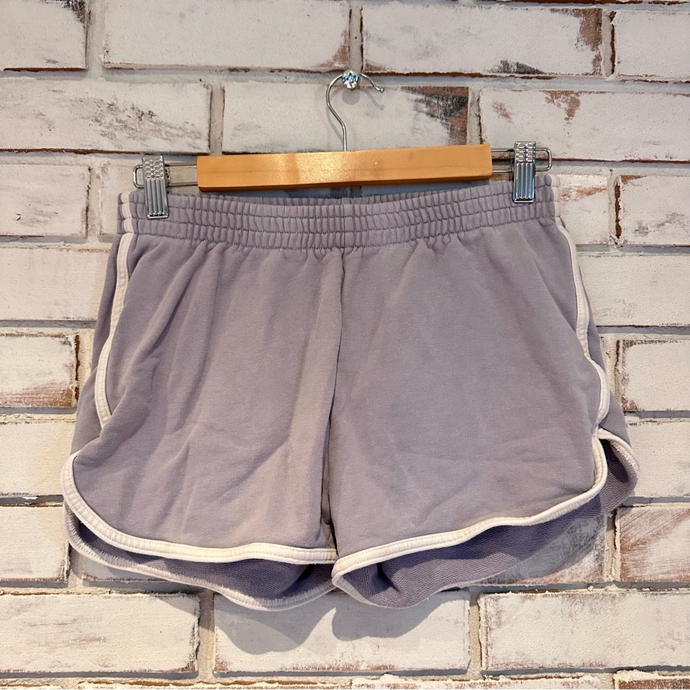 Aerie Offline Lavender Gray Athletic Shorts with White Trim